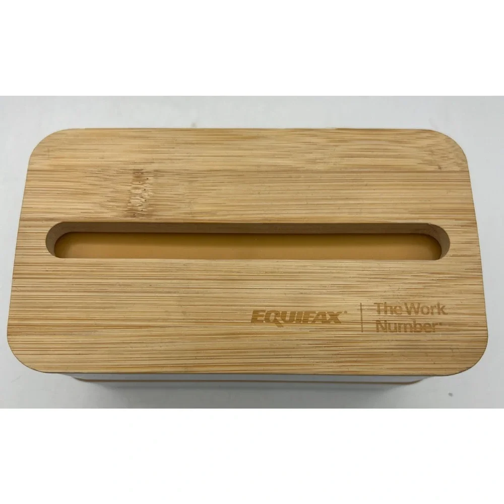 Equifax The Work Number Bento Lunch Box 2 Tier Bamboo Lid Spoon Strap Promo